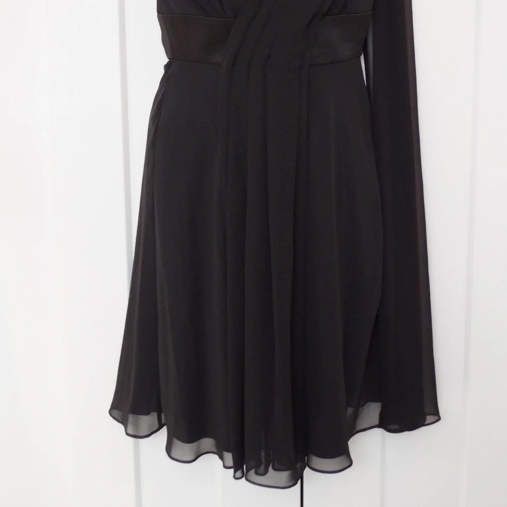 White House/Black Market 1 Shoulder Black Chiffon Cocktail Dress NEW- Sz. 2 - Picture 4 of 5